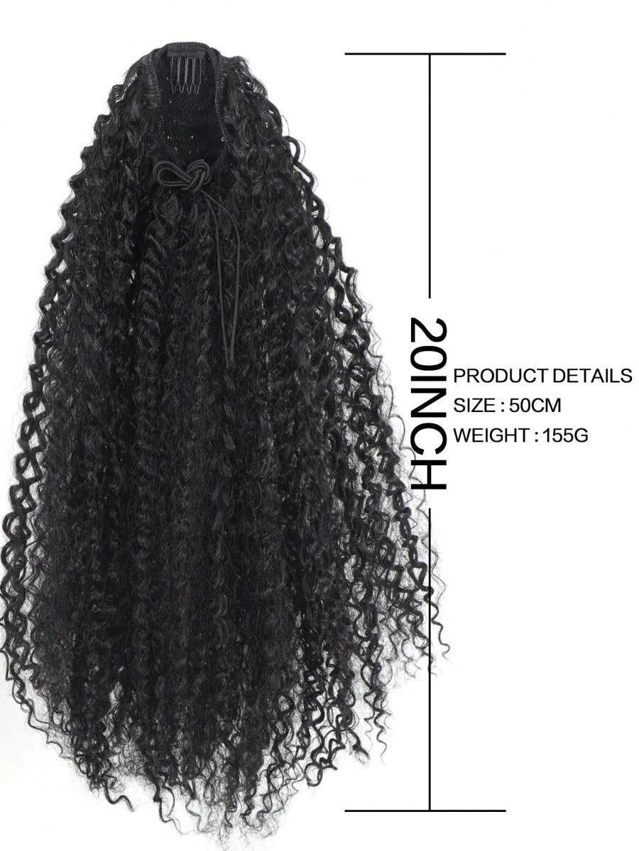 Heat-Resistant Deep Curly Drawstring Ponytail Extension for Women – Instant Clip-In, Afro Kinky Curly Texture, Small to Medium Curls – Perfect for Daily Protective Styling – Synthetic Fiber, 20 Inch