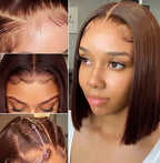 Glueless Short Bob Lace Front Human Hair Wig for Women – 13x4 HD Transparent Lace, Pre-Plucked with Baby Hair, 180% Density – Perfect for Everyday Wear & Bold Color Looks – 100% Human Hair, 8–14 Inch, 9 Trendy Colors