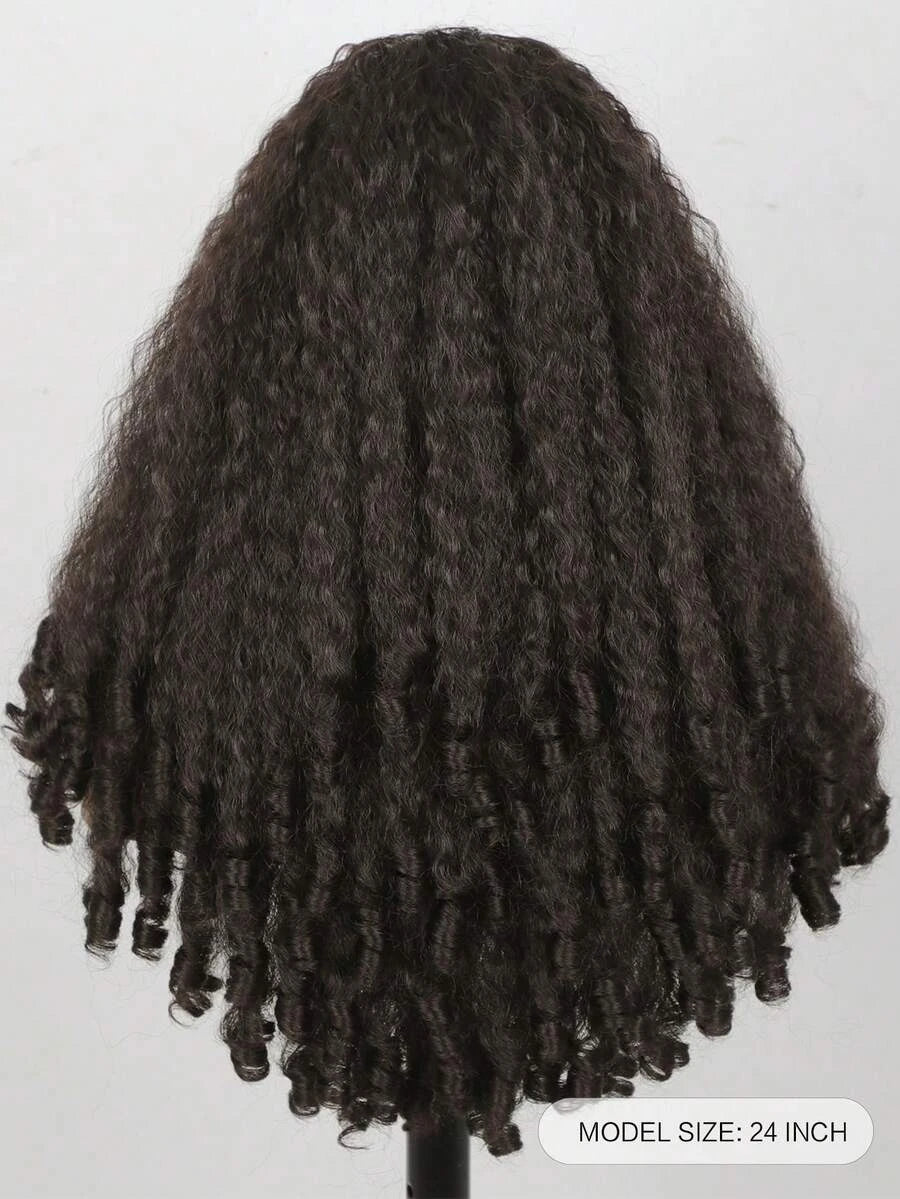 Glueless Afro Kinky Curly U-Part Half Wig for Women – Clip-In, Bouncy Curly Ends, Elastic Mesh Cap – Perfect for Daily Protective Styling – Synthetic Fiber, 24 Inch