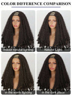 Glueless Afro Kinky Curly U-Part Half Wig for Women – Clip-In, Bouncy Curly Ends, Elastic Mesh Cap – Perfect for Daily Protective Styling – Synthetic Fiber, 24 Inch