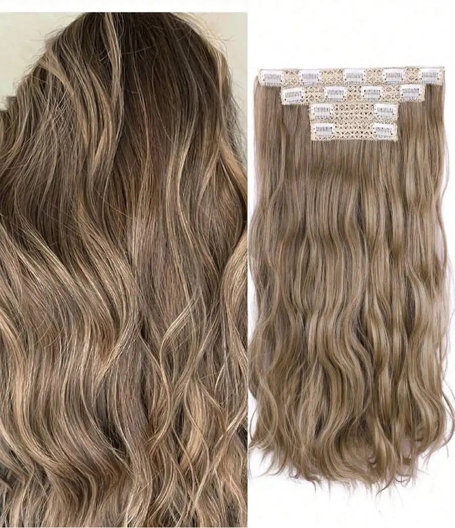 Clip-In Long Curly Hair Extension for Women – Instant Length & Volume, Easy Attach – Perfect for Everyday Wear & Special Occasions – Synthetic Fiber, Bronze