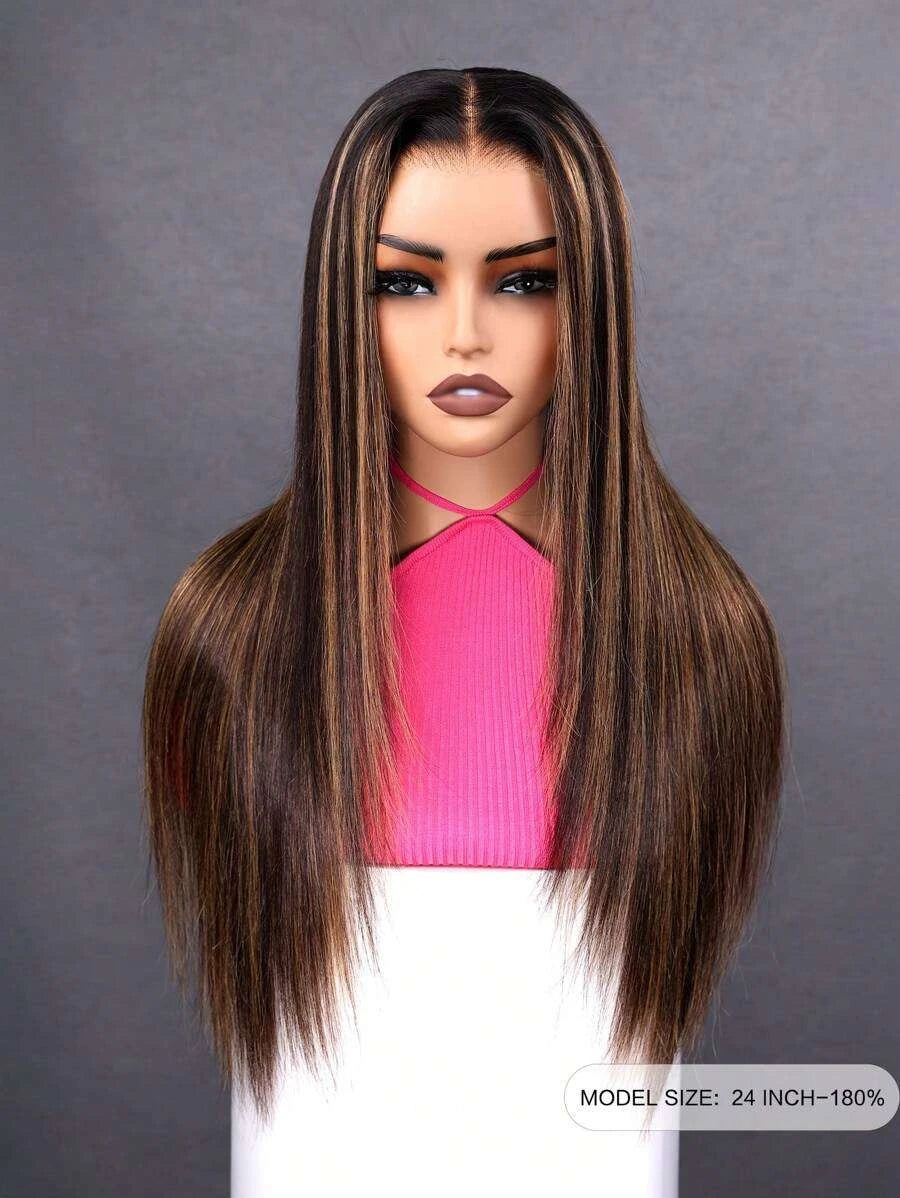 Glueless Layered Cut Straight Lace Closure Wig for Women – 6x4 HD Pre-Bleached Closure, Pre-Plucked Hairline, Beginner-Friendly Wear & Go, 180% Density – Perfect for Everyday Wear – 100% Human Hair, 16–24 Inch, Natural & Honey Blonde Ombre (S1/27)
