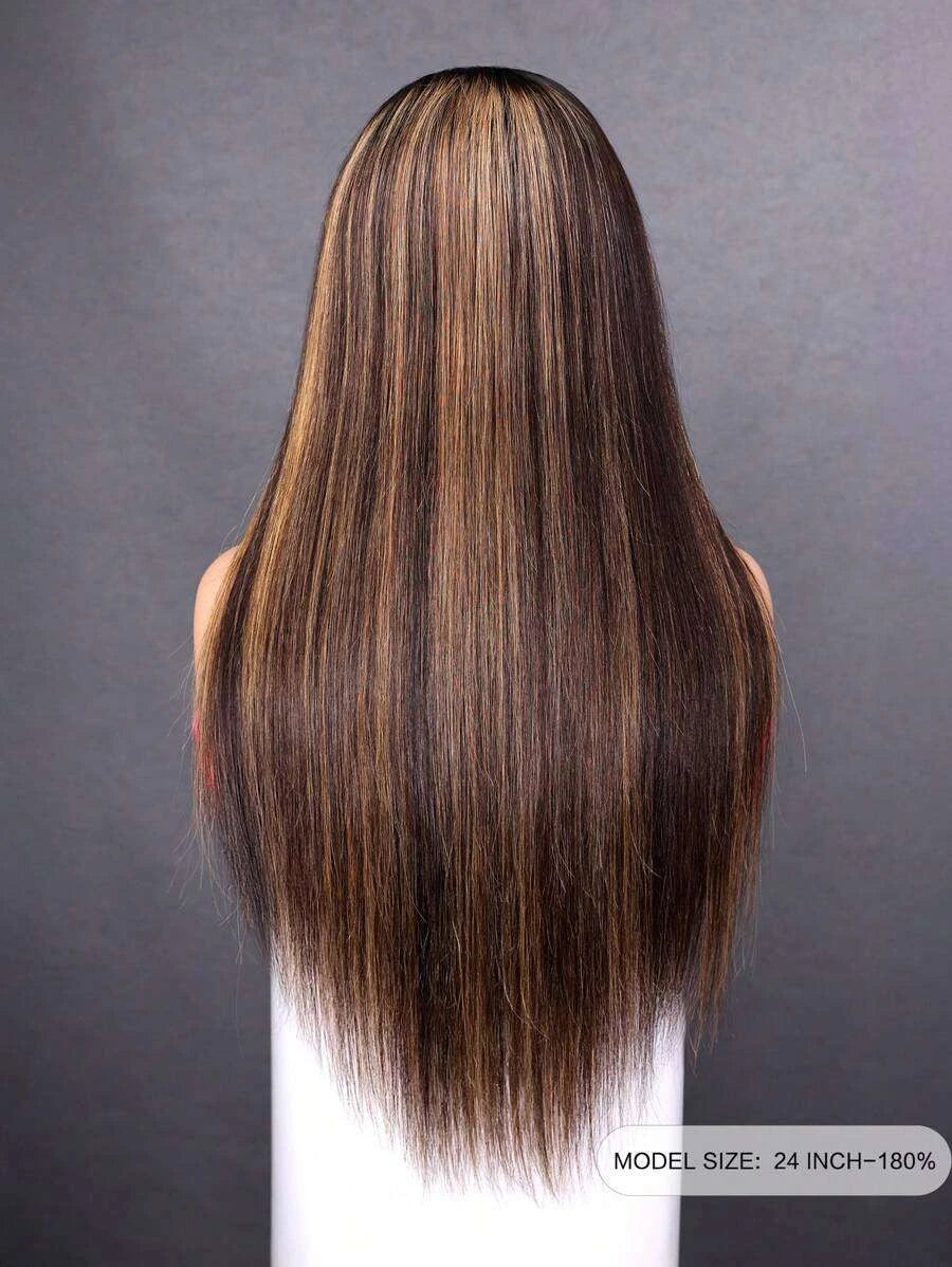 Glueless Layered Cut Straight Lace Closure Wig for Women – 6x4 HD Pre-Bleached Closure, Pre-Plucked Hairline, Beginner-Friendly Wear & Go, 180% Density – Perfect for Everyday Wear – 100% Human Hair, 16–24 Inch, Natural & Honey Blonde Ombre (S1/27)