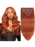 Straight Clip-In Hair Extensions for Women – 8-Piece Full Head Set, Soft Silky Invisible Edge – Perfect for Everyday Wear – Brazilian Human Hair Blend, 16–24 Inch, S350