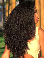 Glueless Afro Kinky Curly U-Part Half Wig for Women – Clip-In, Bouncy Curly Ends, Elastic Mesh Cap – Perfect for Daily Protective Styling – Synthetic Fiber, 24 Inch