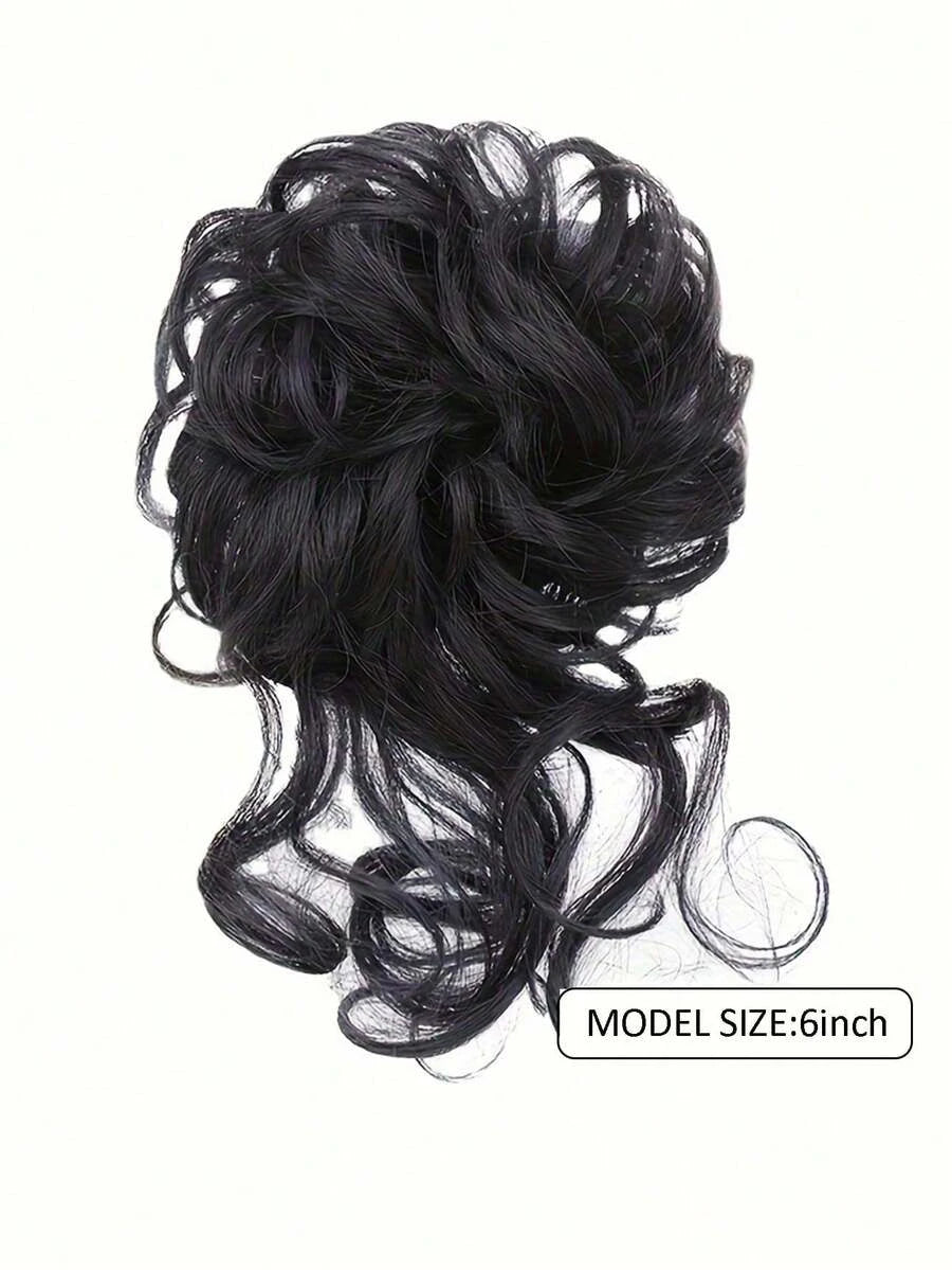 Heat-Resistant Curly Messy Bun Scrunchie Ponytail for Women – Braided Elastic Wrap, Instant Updo Style – Perfect for Parties & Everyday Wear – Synthetic Fiber