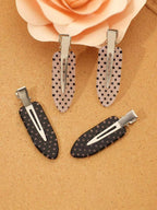 Retro Polka Dot Bangs Hairpin Clips for Women – 4-Piece Set, Cute Kawaii Style – Perfect for Daily Wear & Going Out – Metal, One Size