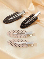 Retro Polka Dot Bangs Hairpin Clips for Women – 4-Piece Set, Cute Kawaii Style – Perfect for Daily Wear & Going Out – Metal, One Size
