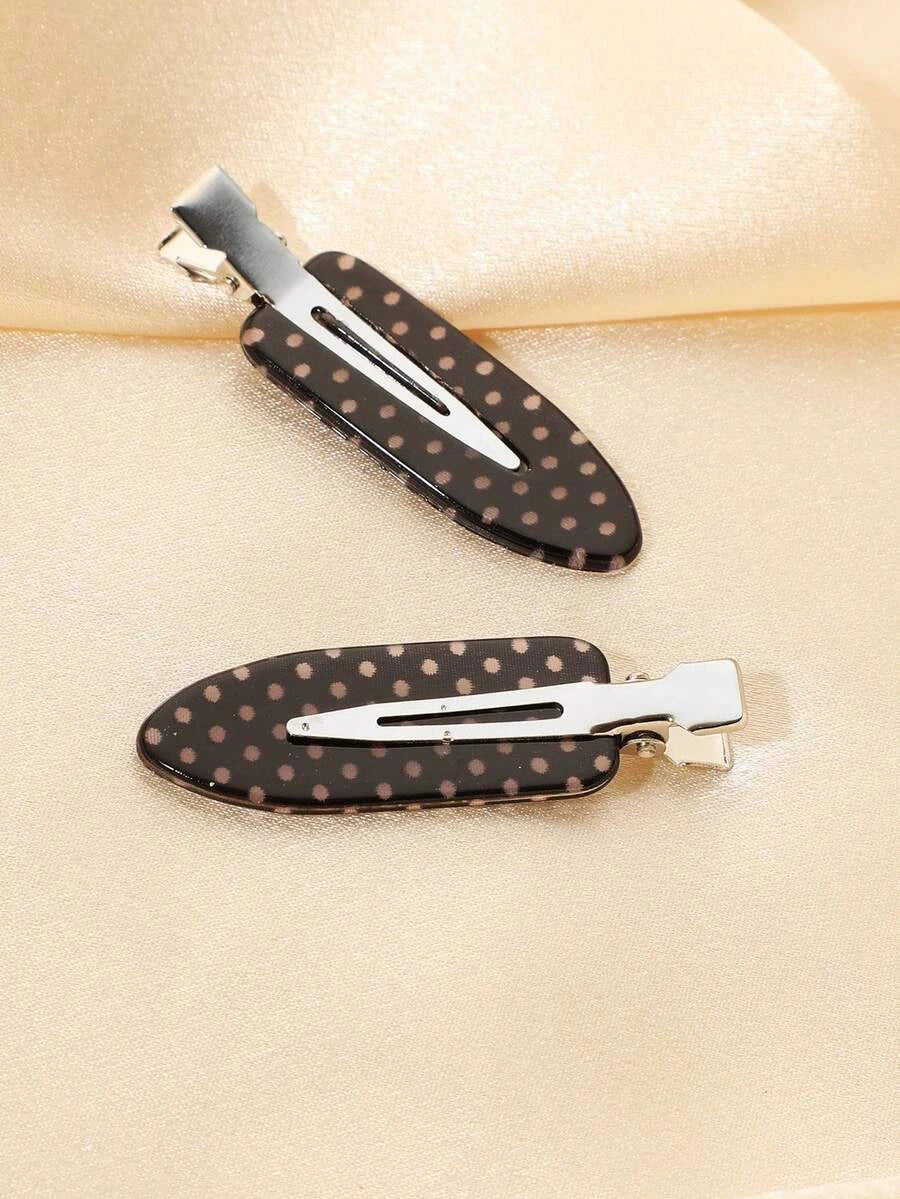 Retro Polka Dot Bangs Hairpin Clips for Women – 4-Piece Set, Cute Kawaii Style – Perfect for Daily Wear & Going Out – Metal, One Size