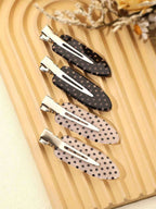 Retro Polka Dot Bangs Hairpin Clips for Women – 4-Piece Set, Cute Kawaii Style – Perfect for Daily Wear & Going Out – Metal, One Size