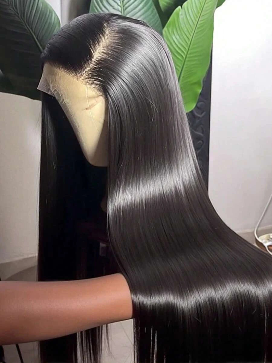 Glueless Straight Lace Front Human Hair Wig for Women – 13x4/13x6 Transparent Lace, Pre-Plucked with Baby Hair, 200% Density – Perfect for Everyday Wear & Special Occasions – Brazilian Human Hair Blend, 40 Inch, Natural Black