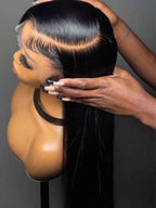 Glueless Straight Lace Front Human Hair Wig for Women – 13x4/13x6 Transparent Lace, Pre-Plucked with Baby Hair, 200% Density – Perfect for Everyday Wear & Special Occasions – Brazilian Human Hair Blend, 40 Inch, Natural Black