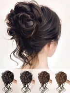 Heat-Resistant Elastic Clip-In Donut Bun Hairpiece for Women – Instant Bun Extension, Elegant Everyday Accessory – Perfect for Quick Updos & Special Occasions – Synthetic Fiber, 4 Inch