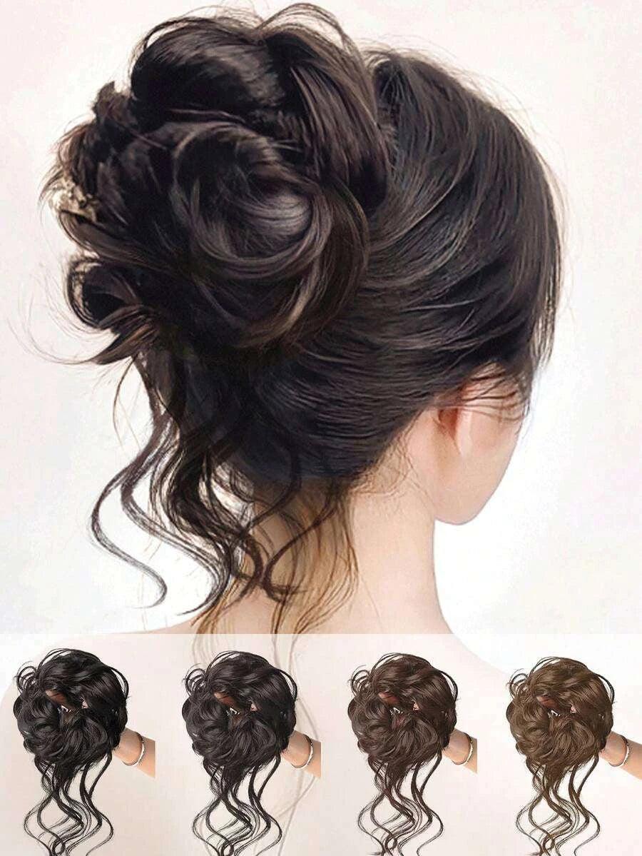 Heat-Resistant Elastic Clip-In Donut Bun Hairpiece for Women – Instant Bun Extension, Elegant Everyday Accessory – Perfect for Quick Updos & Special Occasions – Synthetic Fiber, 4 Inch
