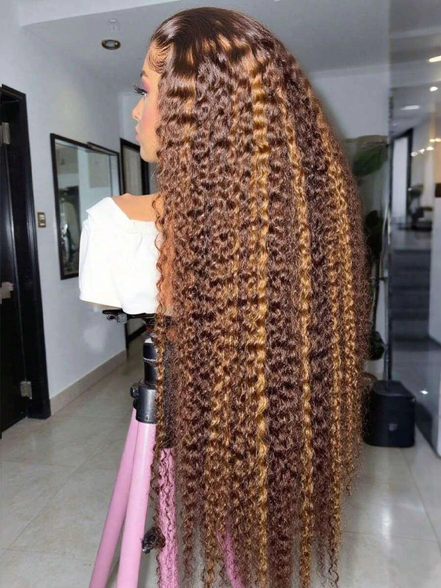 Glueless Curly Lace Front Human Hair Wig for Women – 13x4 HD Transparent Lace, Pre-Plucked with Baby Hair, 200% Density – Perfect for Everyday Wear & Special Occasions – Brazilian Human Hair Blend, 8–32 Inch, Ombre Brown