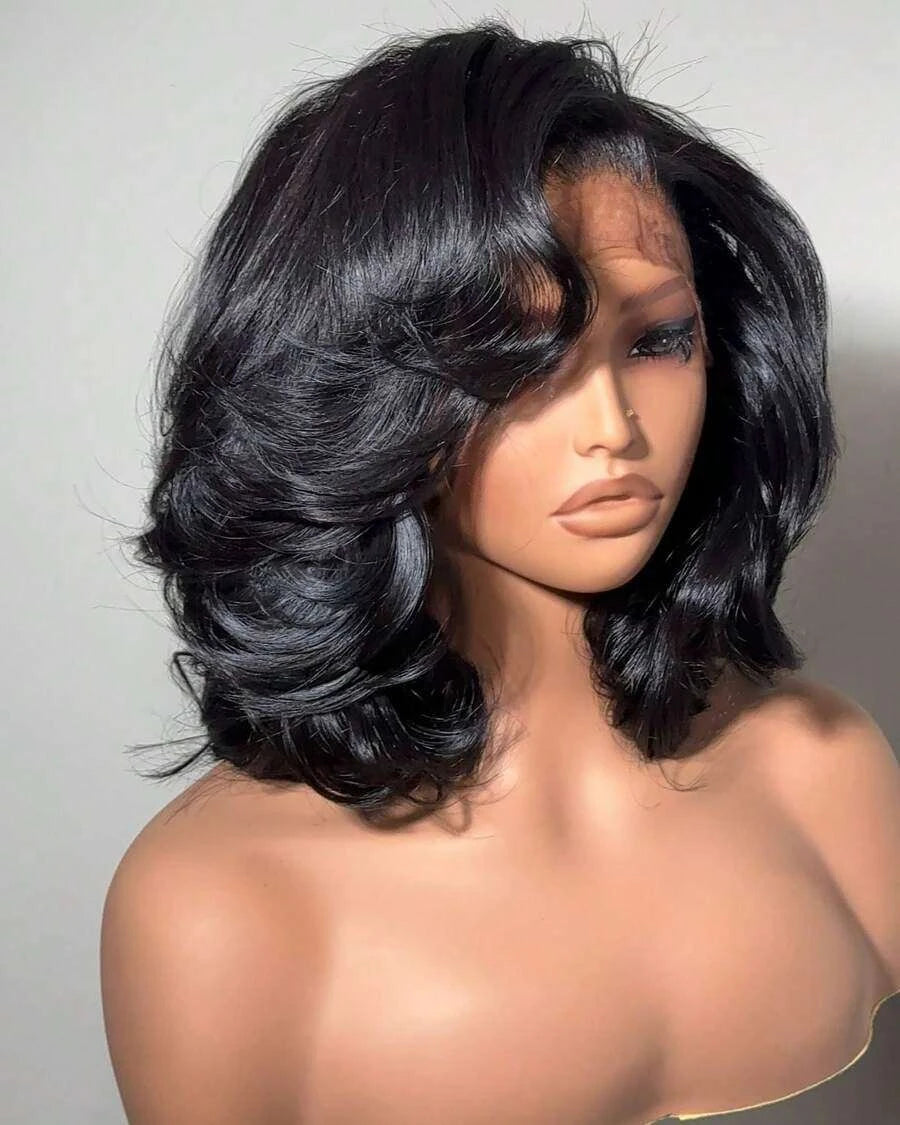 Glueless Body Wave Bob Lace Front Wig for Women – 13x4/13x6 HD Lace, Pre-Plucked Remy Hair, 250% Density – Perfect for Everyday Wear – Brazilian Human Hair Blend, 8–42 Inch, Natural Black