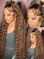 Glueless Wear & Go Loose Deep Wave Lace Front Human Hair Wig for Women – 13x4 HD Lace, Pre-Plucked with Baby Hair, Wet & Wavy 250% Density – Perfect for Everyday Wear – Brazilian Human Hair Blend, 6–40 Inch, Brown & Honey Blonde Ombre