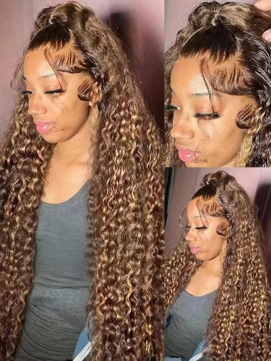 Glueless Wear & Go Loose Deep Wave Lace Front Human Hair Wig for Women – 13x4 HD Lace, Pre-Plucked with Baby Hair, Wet & Wavy 250% Density – Perfect for Everyday Wear – Brazilian Human Hair Blend, 6–40 Inch, Brown & Honey Blonde Ombre