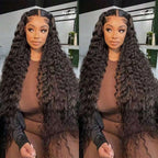 Glueless Deep Wave Lace Front Wig for Women – HD Transparent 13x4 Frontal, Wet & Wavy 200% Density, Pre-Plucked with Baby Hair – Perfect for Everyday Wear, Parties & Halloween – Brazilian Human Hair Blend, 6–30 Inch, Natural Black