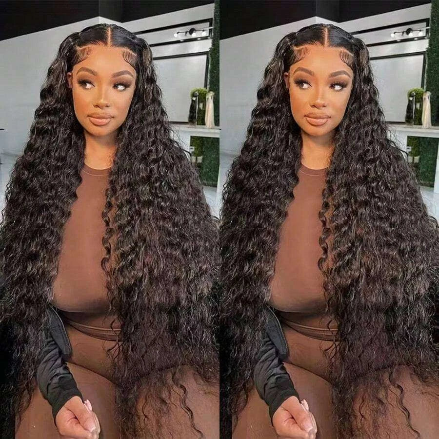 Glueless Deep Wave Lace Front Wig for Women – HD Transparent 13x4 Frontal, Wet & Wavy 200% Density, Pre-Plucked with Baby Hair – Perfect for Everyday Wear, Parties & Halloween – Brazilian Human Hair Blend, 6–30 Inch, Natural Black