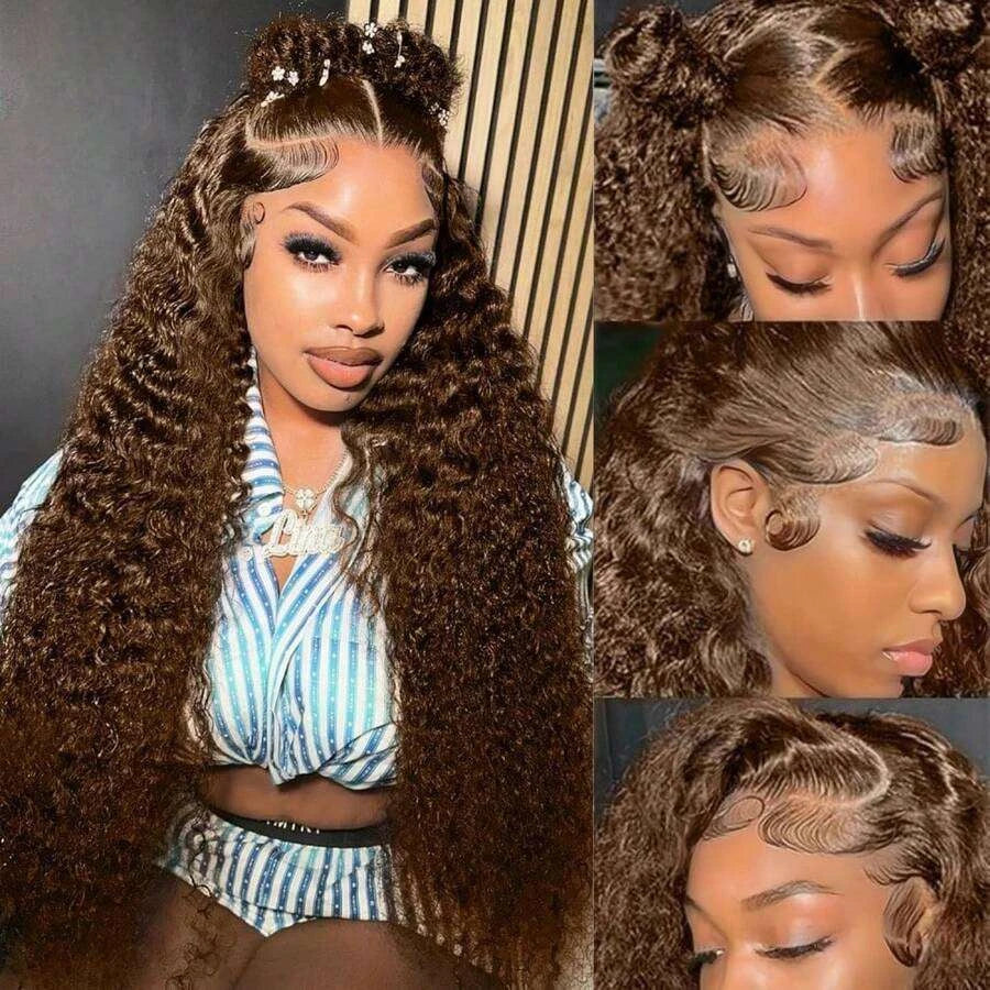 Glueless Deep Wave Lace Front Human Hair Wig for Women – 13x6 HD Lace Frontal, Pre-Plucked with Baby Hair, Wet & Wavy 250% Density – Perfect for Everyday Wear & Holiday Gifting – Brazilian Human Hair Blend, 6–30 Inch, Chocolate Brown