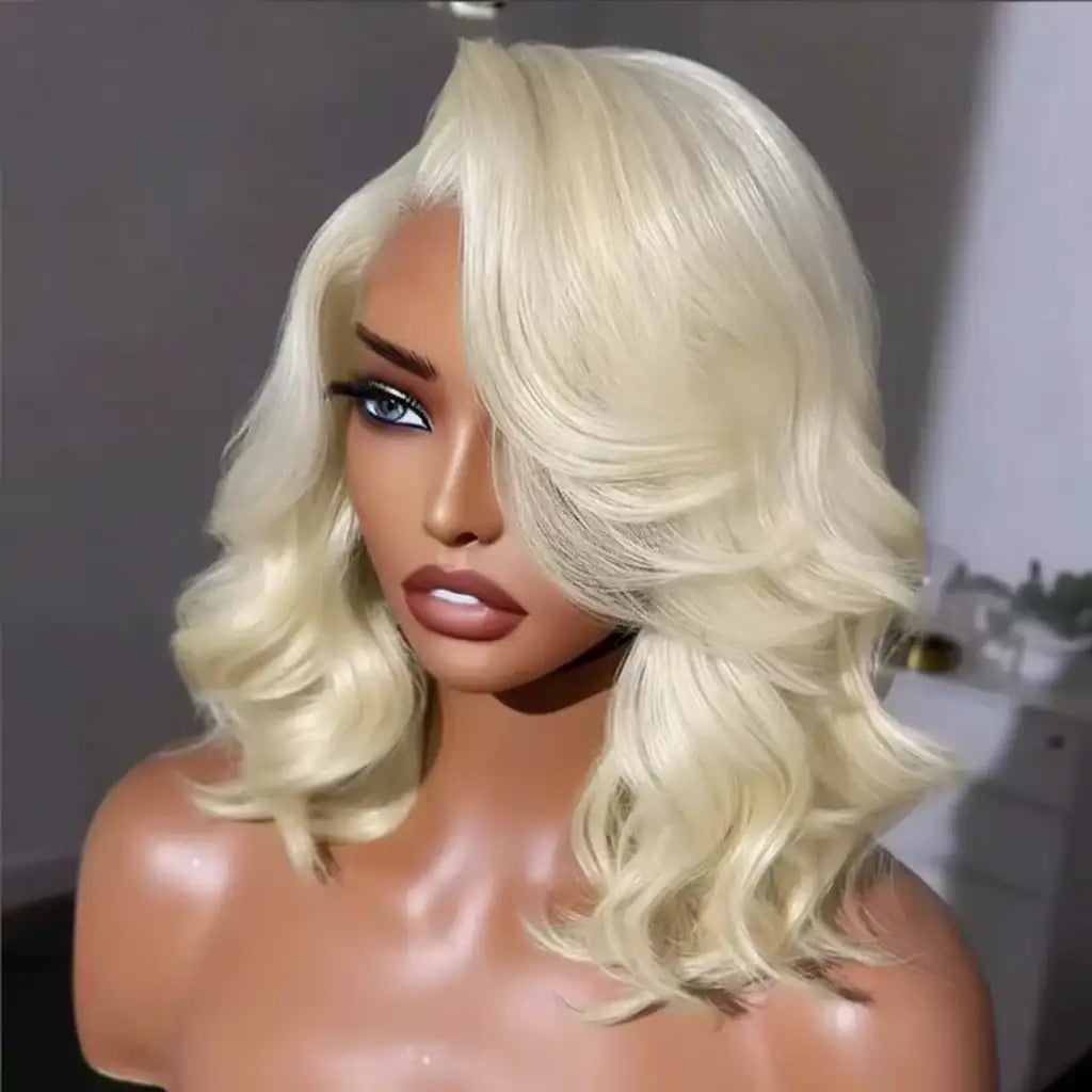 Glueless Body Wave Bob Lace Front Wig for Women – 13x4/13x6 HD Lace, Pre-Plucked Remy Hair, 250% Density – Perfect for Everyday Wear – Brazilian Human Hair Blend, 8–42 Inch, Blonde (S613)
