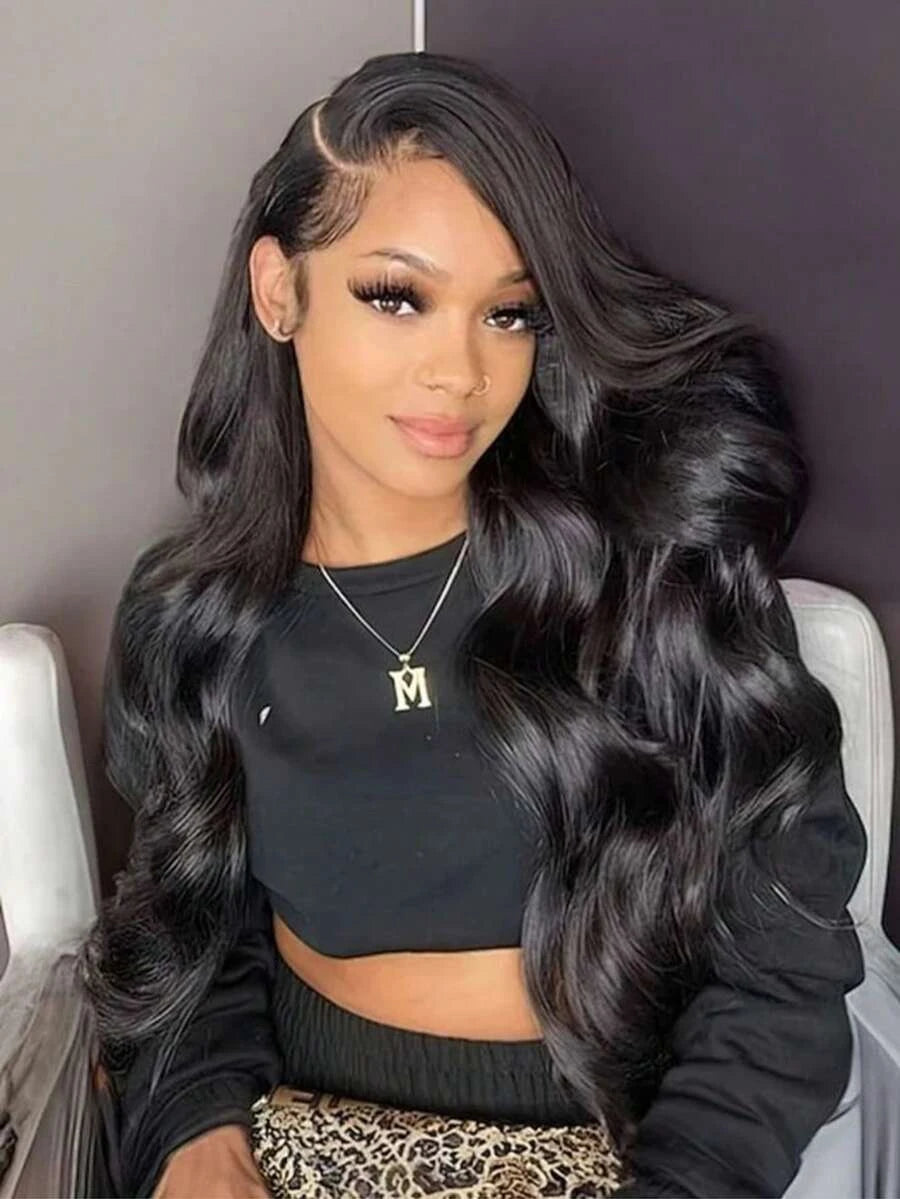 Glueless Body Wave Lace Front Human Hair Wig for Women – 13x4 HD Transparent Lace, Pre-Plucked with Baby Hair, 200% Density – Perfect for Everyday Wear & Special Occasions – Brazilian Human Hair Blend, 6–42 Inch, Black