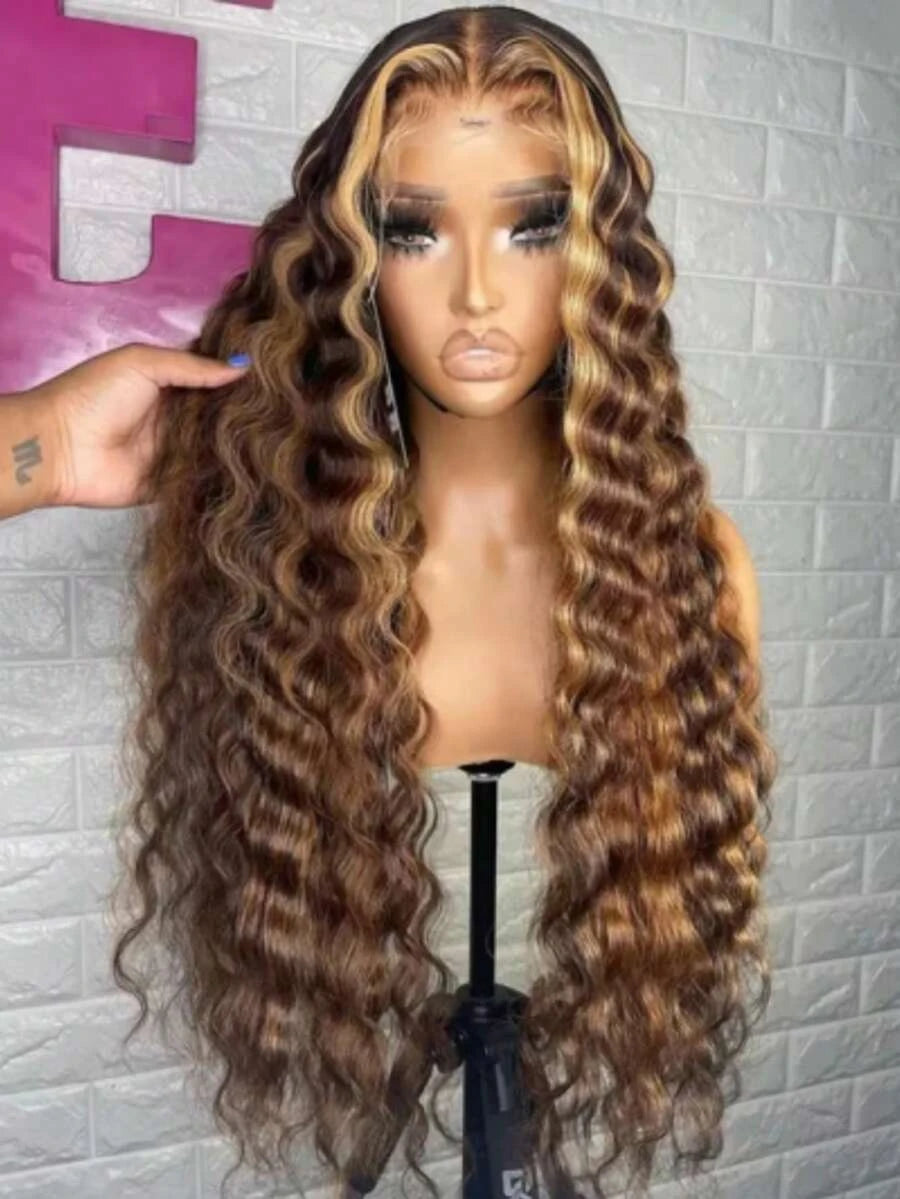 Glueless Wear & Go Loose Deep Wave Lace Front Human Hair Wig for Women – 13x4 HD Lace, Pre-Plucked with Baby Hair, Wet & Wavy 250% Density – Perfect for Everyday Wear – Brazilian Human Hair Blend, 6–40 Inch, Brown & Honey Blonde Ombre