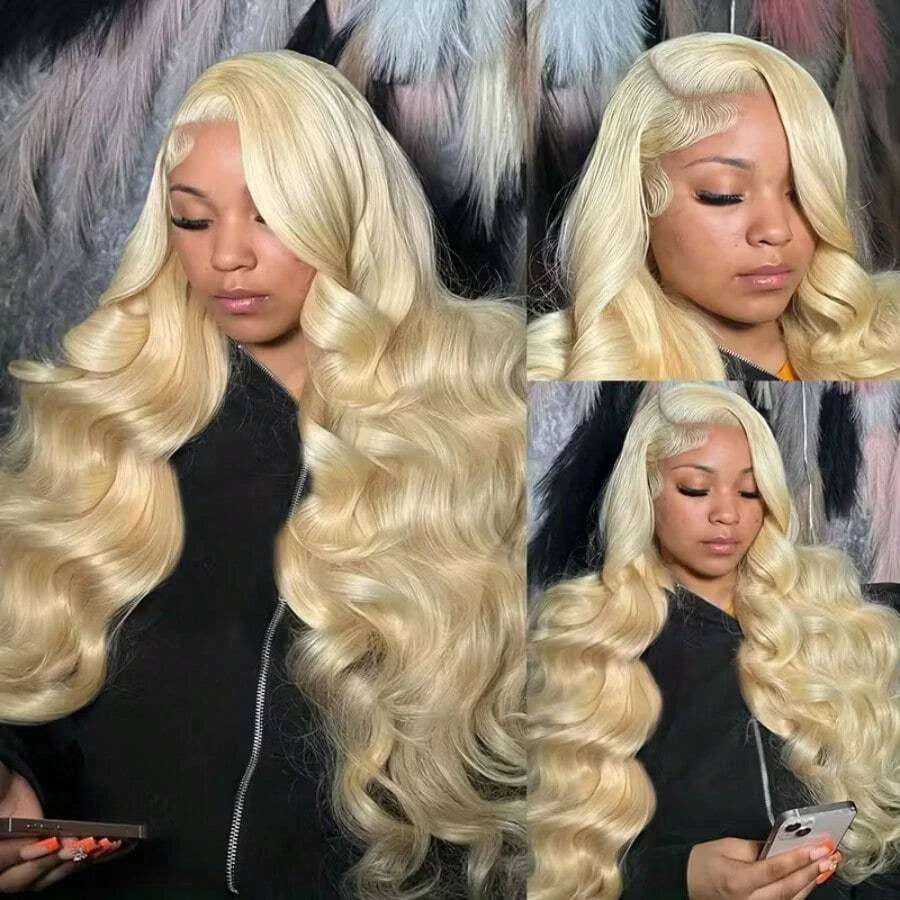 Glueless Body Wave Lace Front Human Hair Wig for Women – 13x4 HD Transparent Lace, Pre-Plucked Hairline – Perfect for Everyday Wear & Special Occasions – Brazilian Human Hair Blend, 8–34 Inch, Blonde (S613)