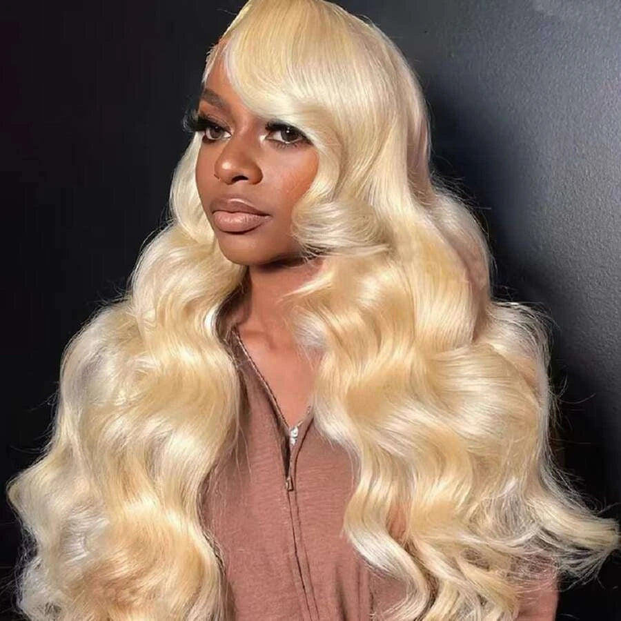 Glueless Body Wave Lace Front Human Hair Wig for Women – 13x4 HD Transparent Lace, Pre-Plucked Hairline – Perfect for Everyday Wear & Special Occasions – Brazilian Human Hair Blend, 8–34 Inch, Blonde (S613)