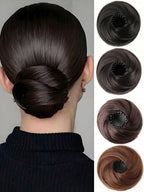 Heat-Resistant Elastic Clip-In Donut Bun Hairpiece for Women – Instant Bun Extension, Elegant Everyday Accessory – Perfect for Quick Updos & Special Occasions – Synthetic Fiber, 4 Inch