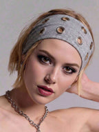 Anti-Slip Elastic Hollow-Out Headband for Women – Punk Gothic Style, Soft Stretch Fit – Perfect for Beach, Yoga, Sports & Daily Wear – Polyester, One Size