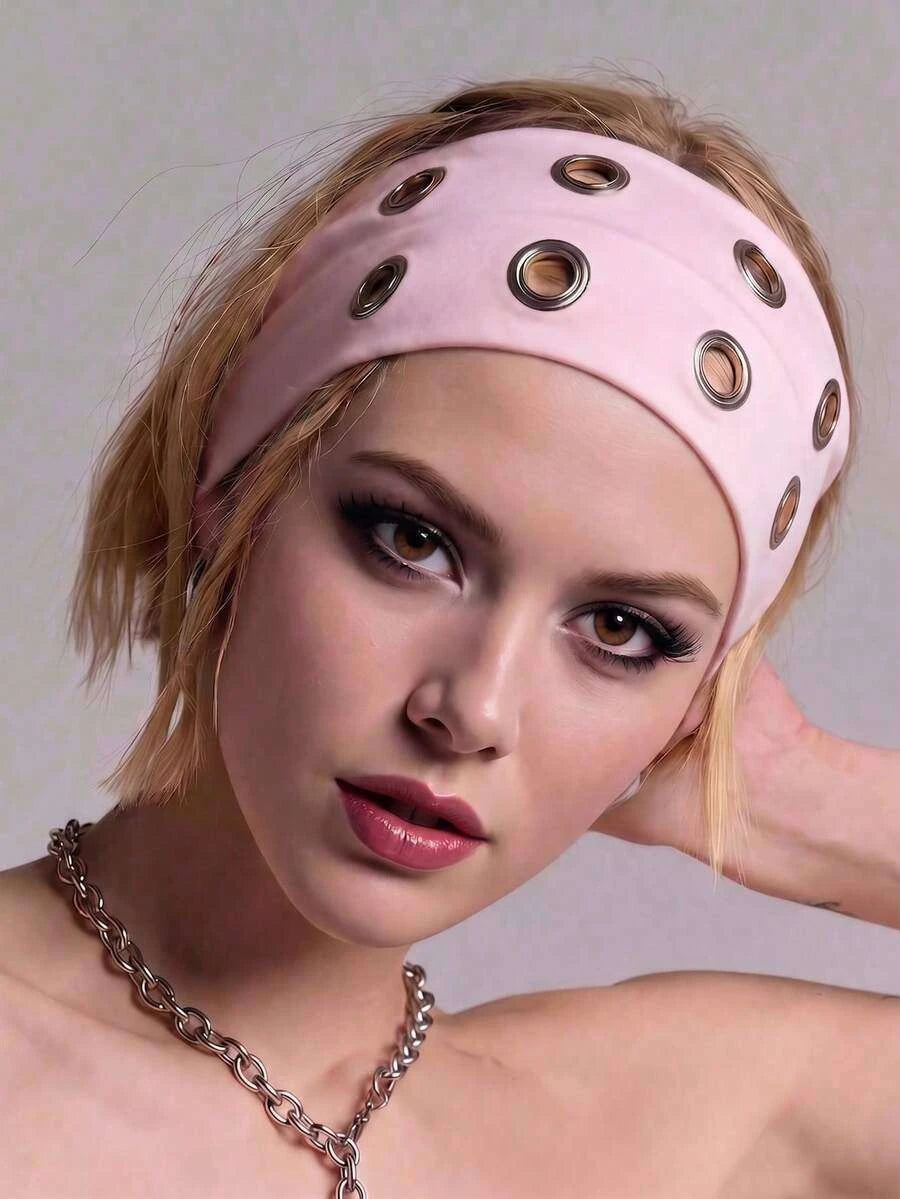 Anti-Slip Elastic Hollow-Out Headband for Women – Punk Gothic Style, Soft Stretch Fit – Perfect for Beach, Yoga, Sports & Daily Wear – Polyester, One Size