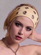 Anti-Slip Elastic Hollow-Out Headband for Women – Punk Gothic Style, Soft Stretch Fit – Perfect for Beach, Yoga, Sports & Daily Wear – Polyester, One Size