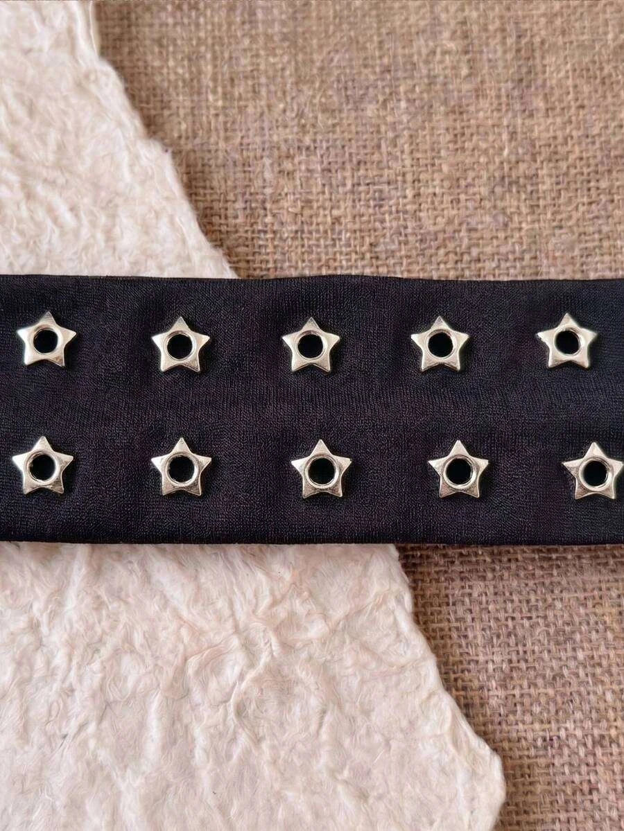 Anti-Slip Elastic Hollow-Out Headband for Women – Punk Gothic Style, Soft Stretch Fit – Perfect for Beach, Yoga, Sports & Daily Wear – Polyester, One Size