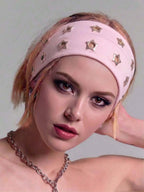 Anti-Slip Elastic Hollow-Out Headband for Women – Punk Gothic Style, Soft Stretch Fit – Perfect for Beach, Yoga, Sports & Daily Wear – Polyester, One Size
