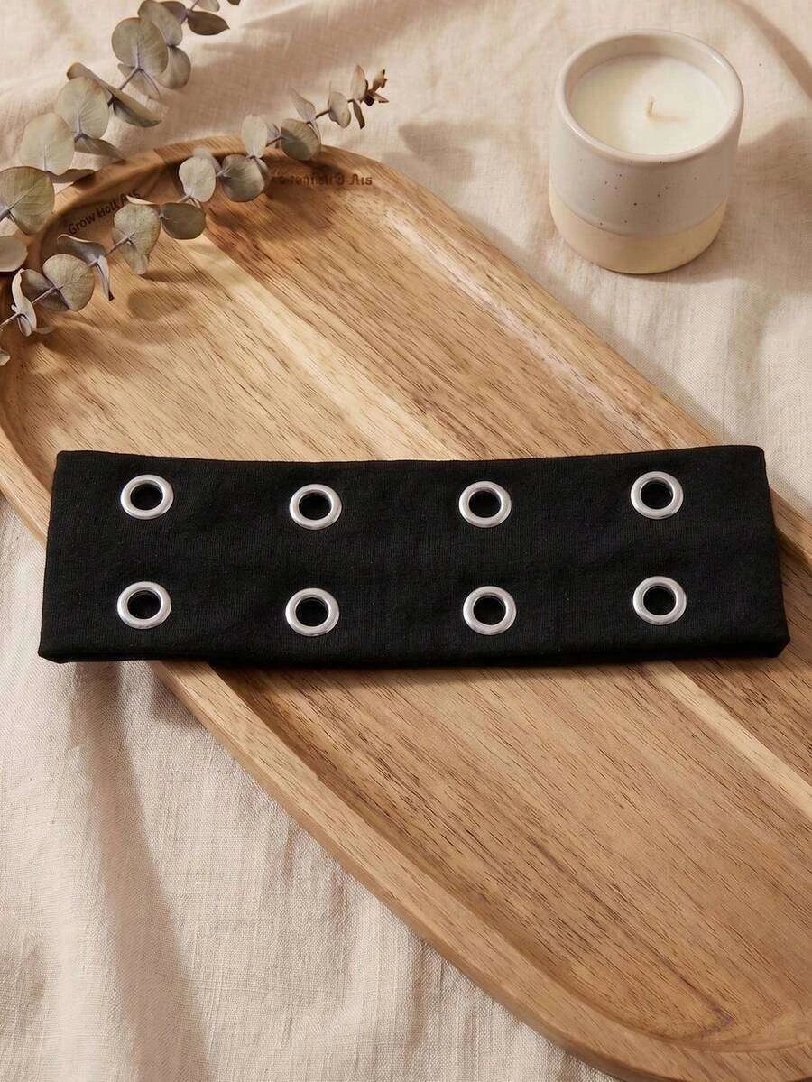 Anti-Slip Elastic Hollow-Out Headband for Women – Punk Gothic Style, Soft Stretch Fit – Perfect for Beach, Yoga, Sports & Daily Wear – Polyester, One Size
