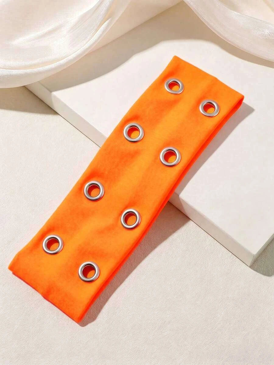 Anti-Slip Elastic Hollow-Out Headband for Women – Punk Gothic Style, Soft Stretch Fit – Perfect for Beach, Yoga, Sports & Daily Wear – Polyester, One Size