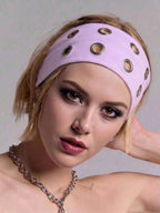 Anti-Slip Elastic Hollow-Out Headband for Women – Punk Gothic Style, Soft Stretch Fit – Perfect for Beach, Yoga, Sports & Daily Wear – Polyester, One Size