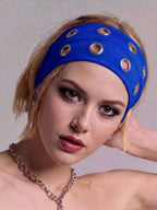 Anti-Slip Elastic Hollow-Out Headband for Women – Punk Gothic Style, Soft Stretch Fit – Perfect for Beach, Yoga, Sports & Daily Wear – Polyester, One Size