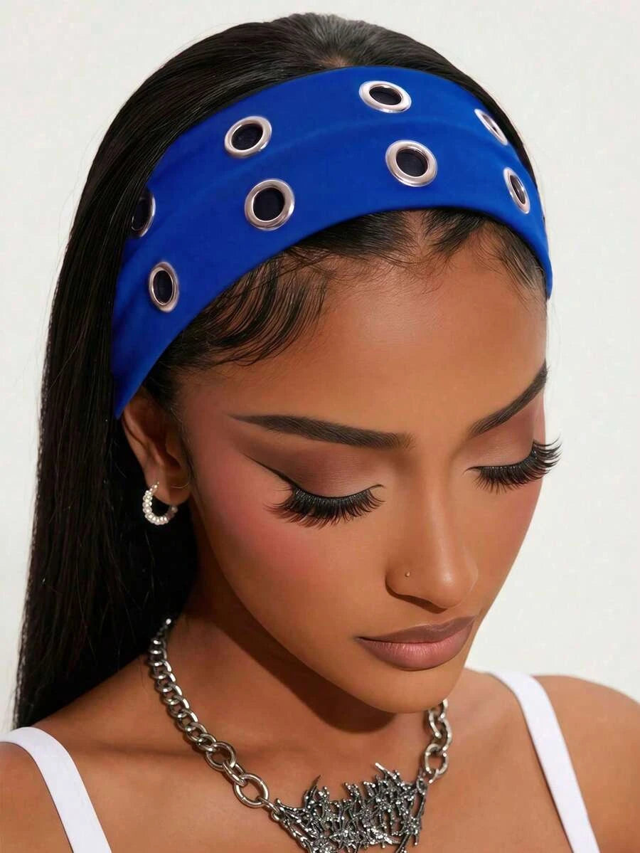 Anti-Slip Elastic Hollow-Out Headband for Women – Punk Gothic Style, Soft Stretch Fit – Perfect for Beach, Yoga, Sports & Daily Wear – Polyester, One Size