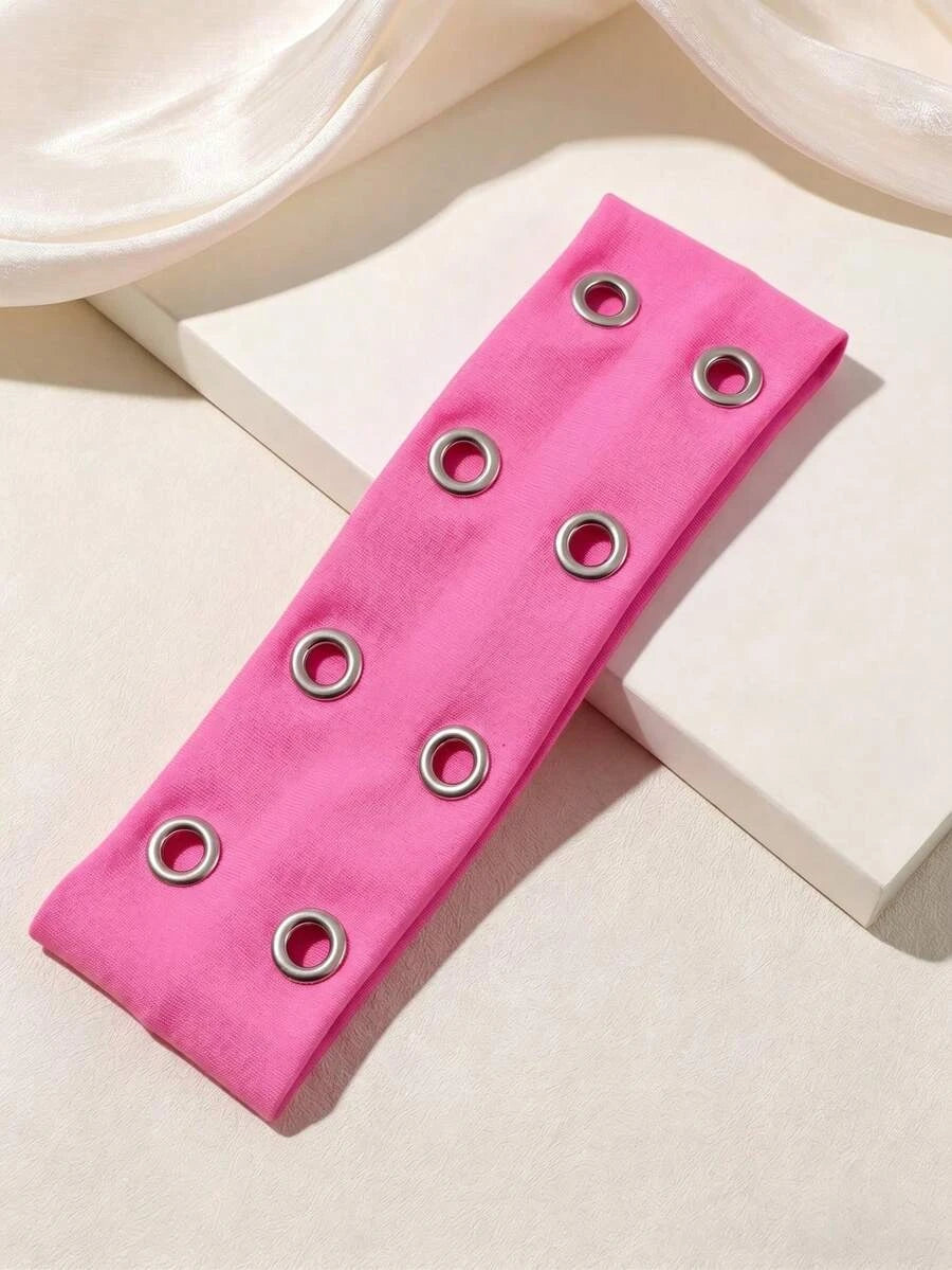 Anti-Slip Elastic Hollow-Out Headband for Women – Punk Gothic Style, Soft Stretch Fit – Perfect for Beach, Yoga, Sports & Daily Wear – Polyester, One Size