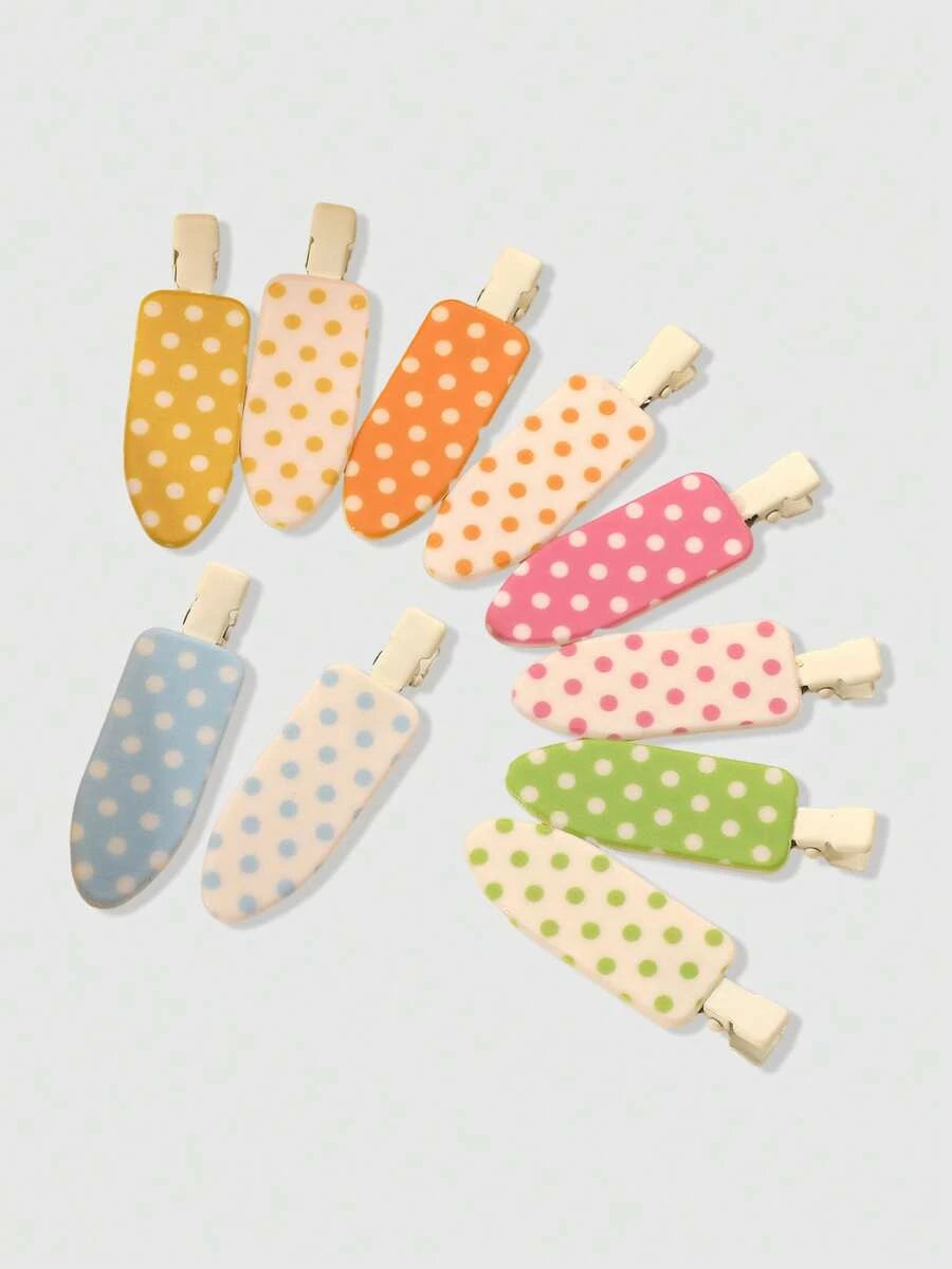 Retro Polka Dot Bangs Hairpin Clips for Women – 4-Piece Set, Cute Kawaii Style – Perfect for Daily Wear & Going Out – Metal, One Size