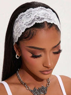Lace Headband for Women – Twist Detail, Floral Texture – Perfect for Daily Wear, Summer & Beach Vacations – Polyester, One Size