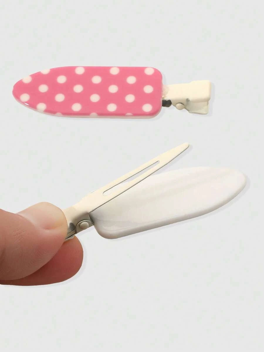 Retro Polka Dot Bangs Hairpin Clips for Women – 4-Piece Set, Cute Kawaii Style – Perfect for Daily Wear & Going Out – Metal, One Size