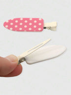 Retro Polka Dot Bangs Hairpin Clips for Women – 4-Piece Set, Cute Kawaii Style – Perfect for Daily Wear & Going Out – Metal, One Size