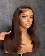 Glueless Straight Lace Front Wig for Women – 13x4 HD Transparent Lace, Pre-Plucked, 200% Density – Perfect for Everyday & Special Occasions – Brazilian Human Hair Blend, 6–34 Inch, Colors: Natural, Brown, Brown/Blonde Mix, Burgundy