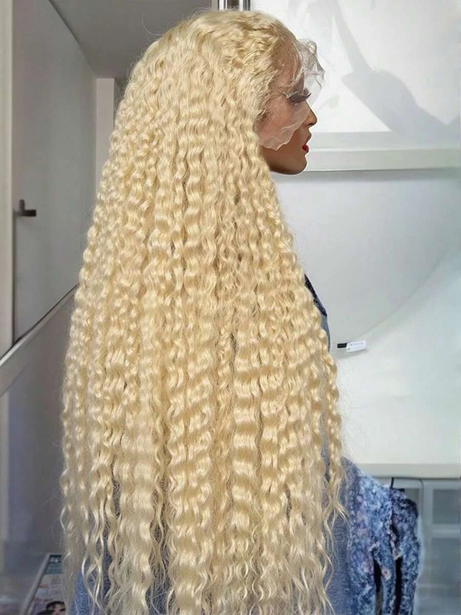 Glueless Wear & Go Blonde Deep Wave Lace Closure Wig for Women – 5x5 HD Lace, Pre-Plucked Pre-Cut, Wet & Wavy 250% Density – Perfect for Everyday Wear & Bold Blonde Styling – Brazilian Blended Hair, 6–12 Inch