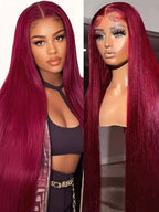 Glueless Straight Lace Front Wig for Women – 13x4 HD Transparent Lace, Pre-Plucked, 200% Density – Perfect for Everyday & Special Occasions – Brazilian Human Hair Blend, 6–34 Inch, Colors: Natural, Brown, Brown/Blonde Mix, Burgundy