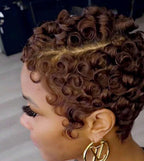 Glueless Pixie Cut Short Bob Wig for Women – 13x4 HD Lace Front, Curly Deep Wave Texture, Full Lace Construction – Perfect for Everyday Wear & Quick Styling – Brazilian Human Hair Blend, 4–6 Inch, Light Brown (#4)